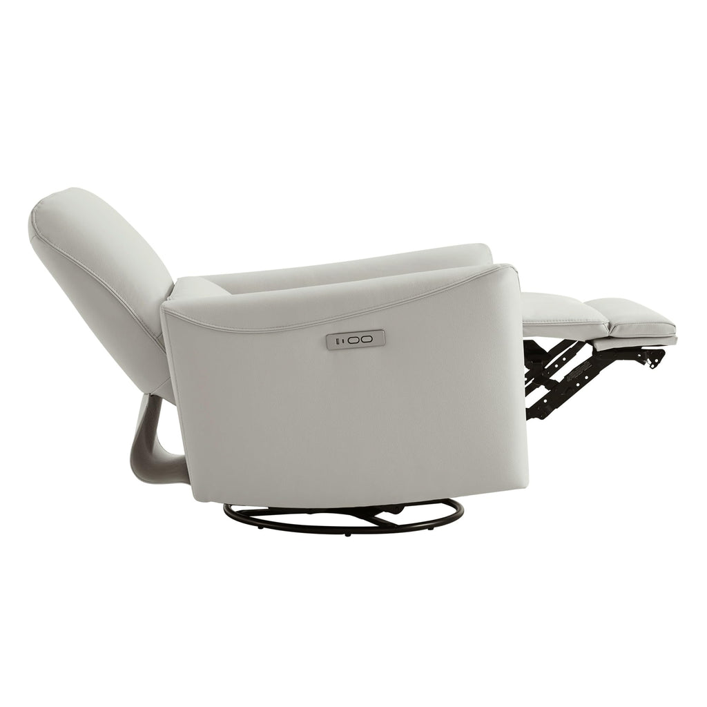 Power Recliner Chair Swivel Glider, FSC Certified Upholstered Faux Leather Living Room Nursery Reclining Sofa Chair with Lumbar Support, Cream