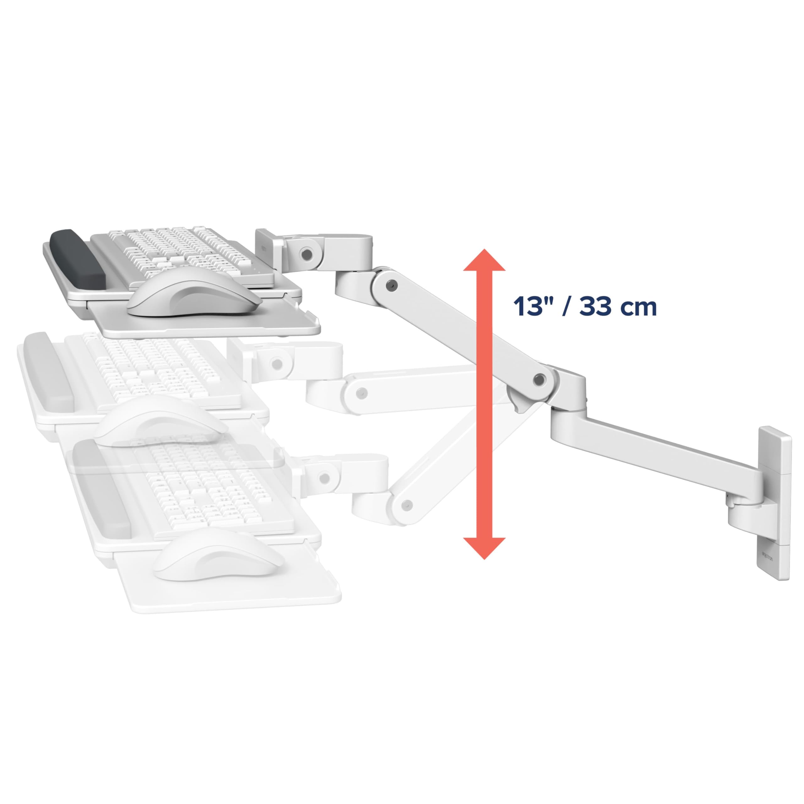 Upgraded LX Pro Premium Keyboard Arm, Wall Mount Adjustable Keyboard Tray – White