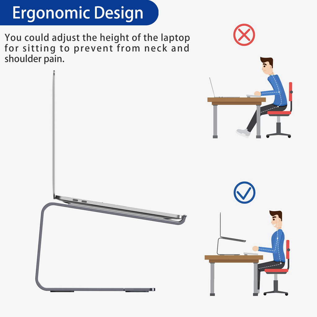 Aluminum Laptop Stand, Ergonomic Detachable Computer Stand, Notebook Holder, Laptop Mount Compatible with Air, Pro, Dell, HP, Lenovo More 10-15.6" Laptops, Space Gray