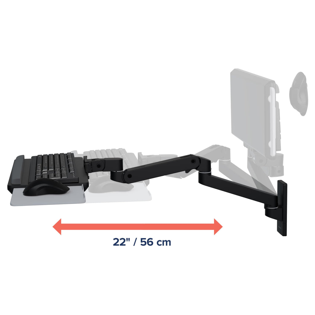 Upgraded LX Pro Premium Keyboard Arm, Wall Mount Adjustable Keyboard Tray – Matte Black