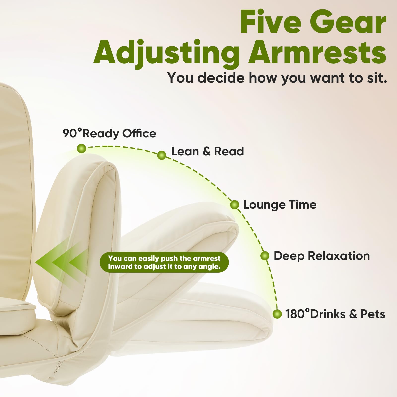 Criss Cross Chair with Wheels & Armrests, Scratch-Resistant PU Leather Vanity Chair, Comfy Wide Height Adjustable Computer Office Desk Chair for Home Office, Make Up, Bedroom (Cream)