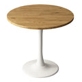Kasinali Round Dining Table 30" Circle Tulip Table with Wood Thickened Tabletop & Sturdy Metal Pedestal Mid Century Modern Leisure Bistro Kitchen Tables 4 People Small Places Living Room Cafe,Oak