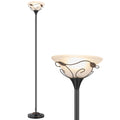 68" Torchiere Floor Lamp, Frosted Glass Shade Vintage Standing Lamp