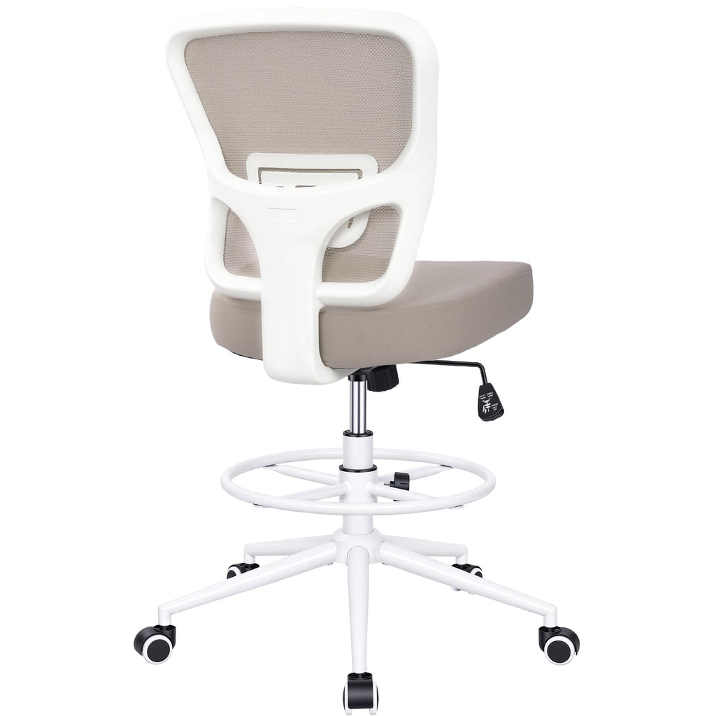 Armless Drafting Chair Tall Office Chair for Standing Desk - Adjustable Height Mesh Ergonomic Stool with Foot Ring, Rolling Counter Height Computer Chair for Small Spaces & Home Office