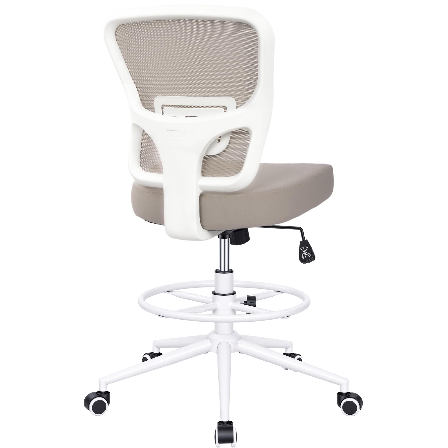 Armless Drafting Chair Tall Office Chair for Standing Desk - Adjustable Height Mesh Ergonomic Stool with Foot Ring, Rolling Counter Height Computer Chair for Small Spaces & Home Office