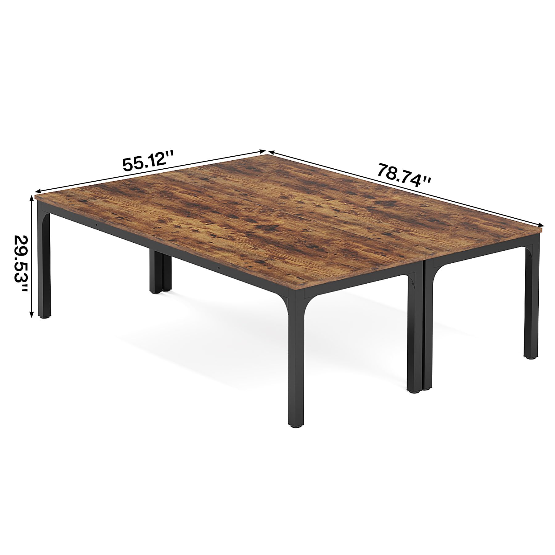 6.5 FT Conference Room Table, 78.74" W x 27.56" D Large Office Conference Table, Modern Seminar Meeting Table Desk for Boardroom, Meeting Room (2, Rustic Brown)