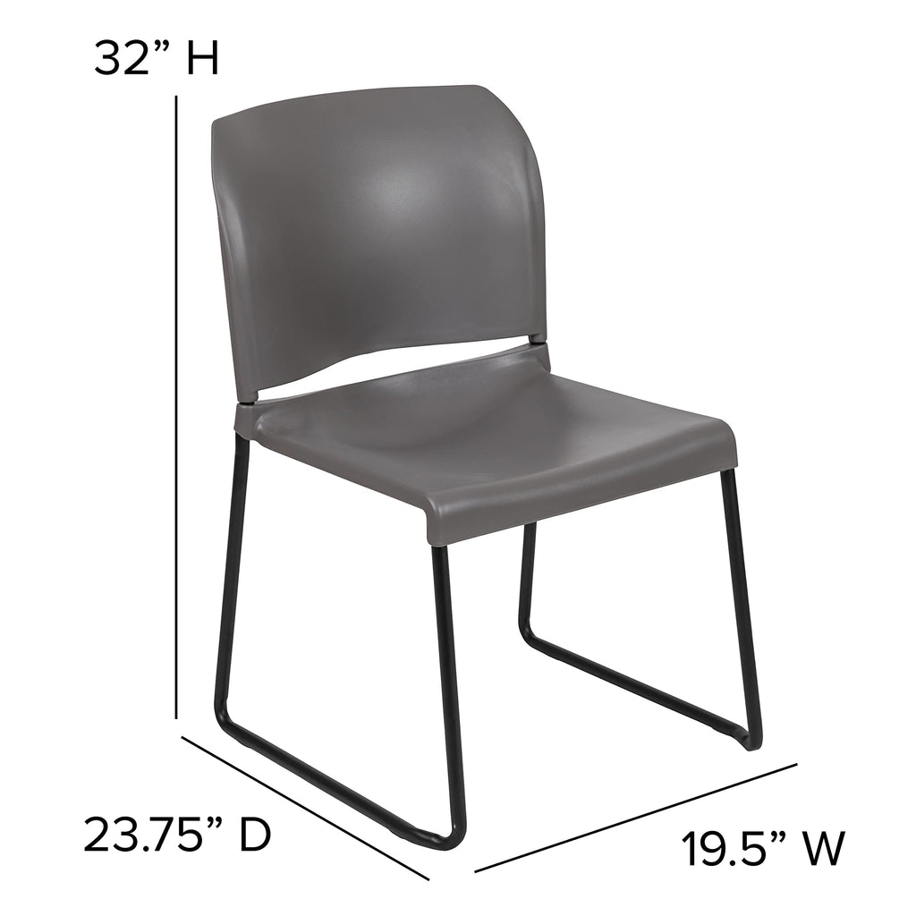 Set of 5, Hercules Series Contoured Stacking Chairs for Waiting Rooms and Offices, Ergonomic Lobby Chairs with Curved Back, Gray