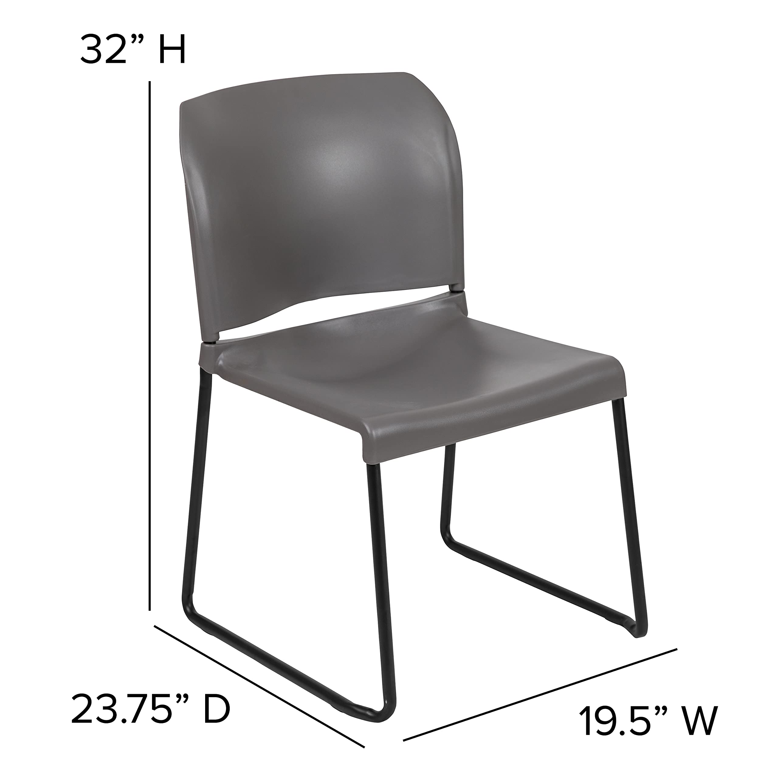 Set of 5, Hercules Series Contoured Stacking Chairs for Waiting Rooms and Offices, Ergonomic Lobby Chairs with Curved Back, Gray