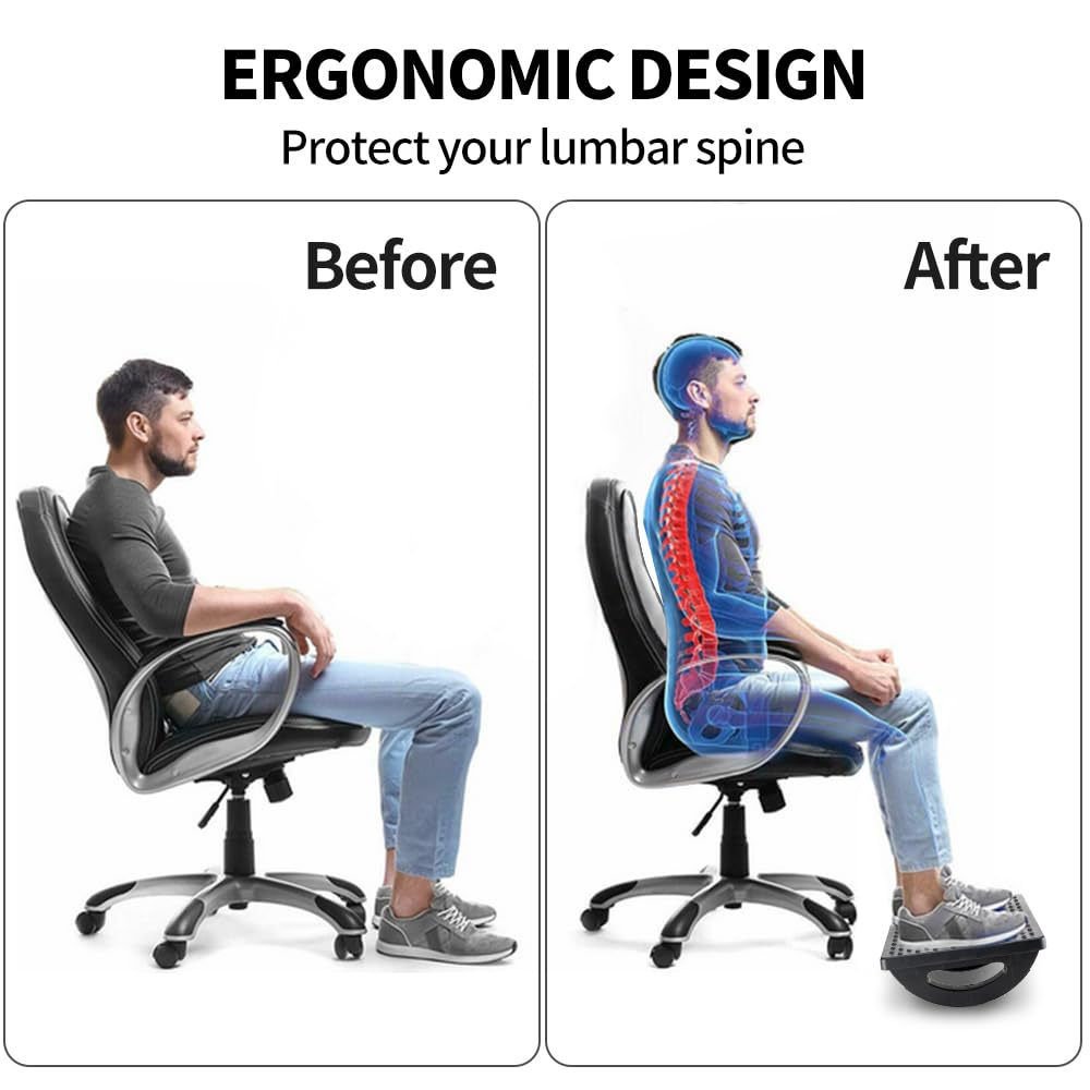 Foot Rest for Under Desk at Work - Ergonomic Foot Stools for Under Office Desk - Rocking Footrest with Roller Massager - Leg Rest for Chair, Computer Gaming -13" L x 9.6" W x 5" H