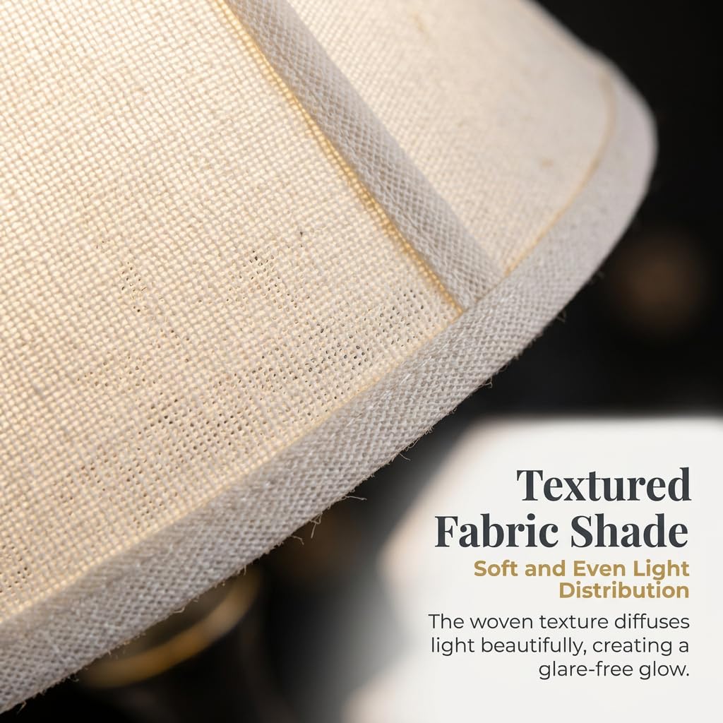 Traditional Table Lamp, Black Vintage Desk Lamp with Fabric Shade