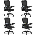 Pack of 4, Office Chair - Ergonomic Desk Chair with Adjustable Lumbar Support, Mesh Computer Chair, Executive Chairs for Home Office Comfortable Lumbar Support Black