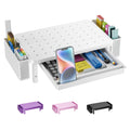 Computer Monitor Stand with Storage, Desk Organizer with Drawer and Pen Holder, Desk Monitor Riser 3 Height Adjustable, Laptop Riser for Computer, Laptop, Printer(PTT003-W), 1 Pack, White