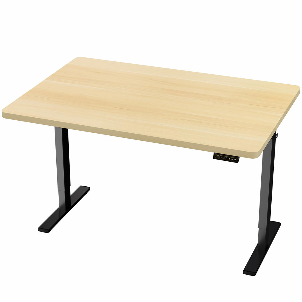 Electric 48 x 30 in Standing Desk, Memory Height Adjustment, 1B Series, Holds 220 lbs, One-Piece Light Wood Top, Black Frame