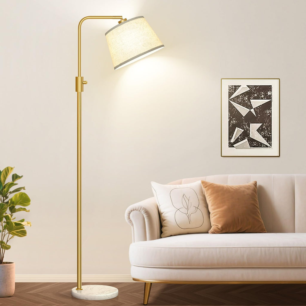 Gold Floor Lamp, 1000 LM LED Edison Bulb Included, Arc Floor Lamps for Living Room with Marble Base, Modern Standing Lamp Tall Lamps for Living Room Bedroom office