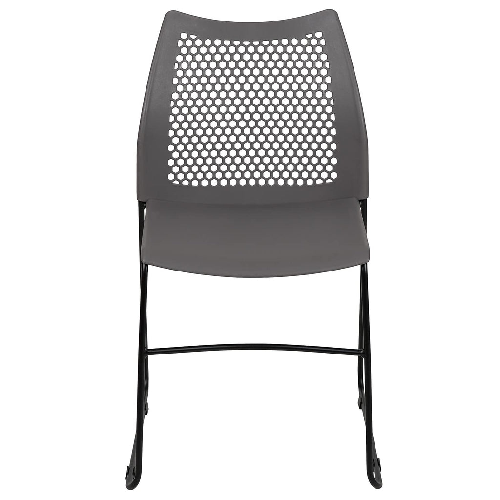(Set of 5)Hercules Series Contoured Lobby Chairs with Air-Vent Honeycomb Backs, Ergonomic Stacking Chairs for Offices, Gray