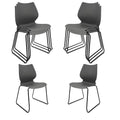 Set of 8, Stacking Waiting Room Chairs, Stacked Plastic Office Chair with Ergonomic Lumbar Support and Metal Legs for Conference School Church Guest Reception, Grey