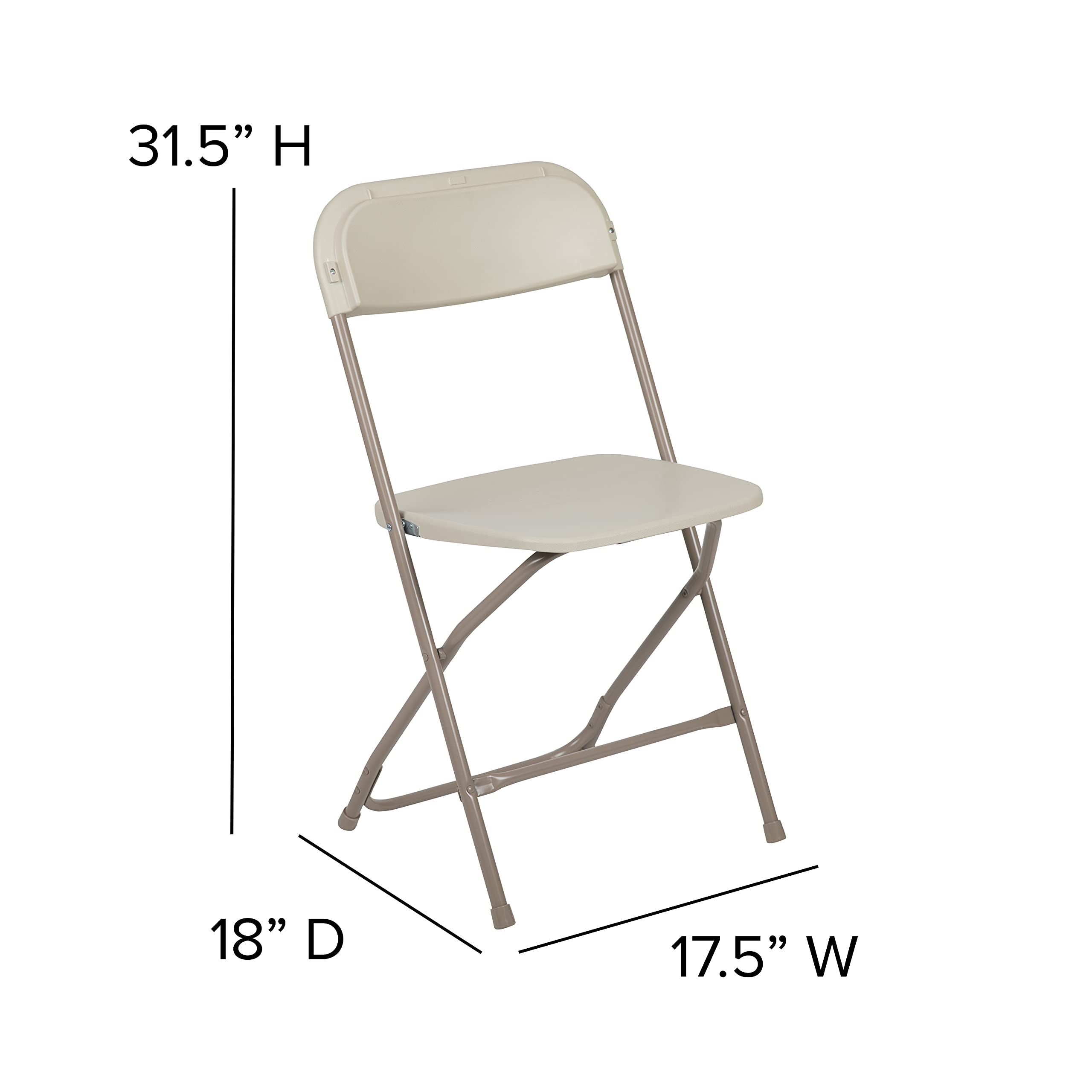 4 Pack, Hercules Series Plastic Folding Chair - Beige - 650LB Weight Capacity Comfortable Event Chair-Lightweight Folding Chair