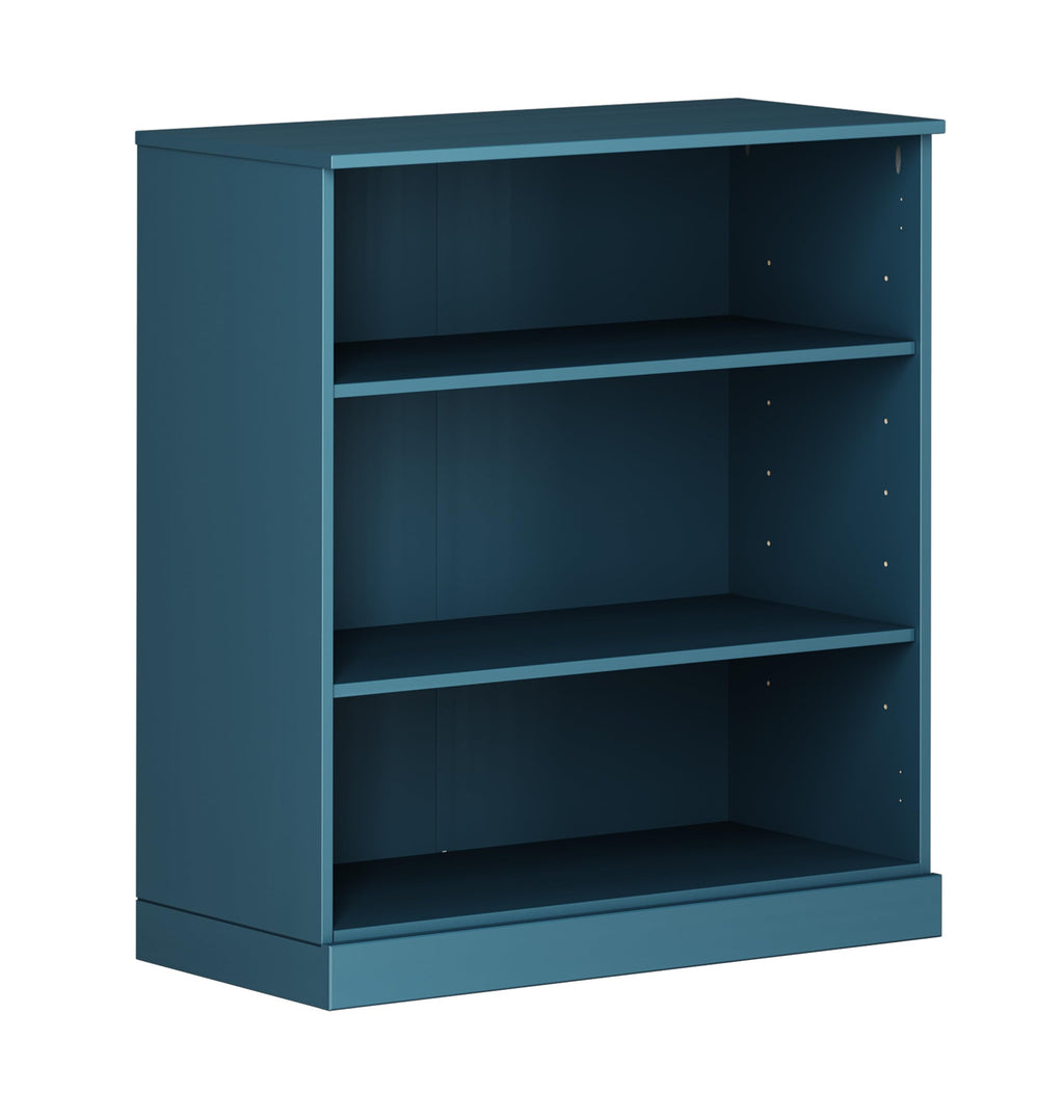 Palace Imports Solid Wood Bookcase - 3 Tier Floor Standing Bookshelf - 36" Short Storage Shelf, 32” W - Teal Blue, Display Furniture for Room, Renewable 100% Eco-Friendly Wood, Made in Brazil