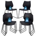Set of 8, Stackable Waiting Room Chair, Stacking Office Chair with Ergonomic Lumbar Support and Metal Legs, Plastic Desk Chairs for Conference School Church Guest Reception, Black