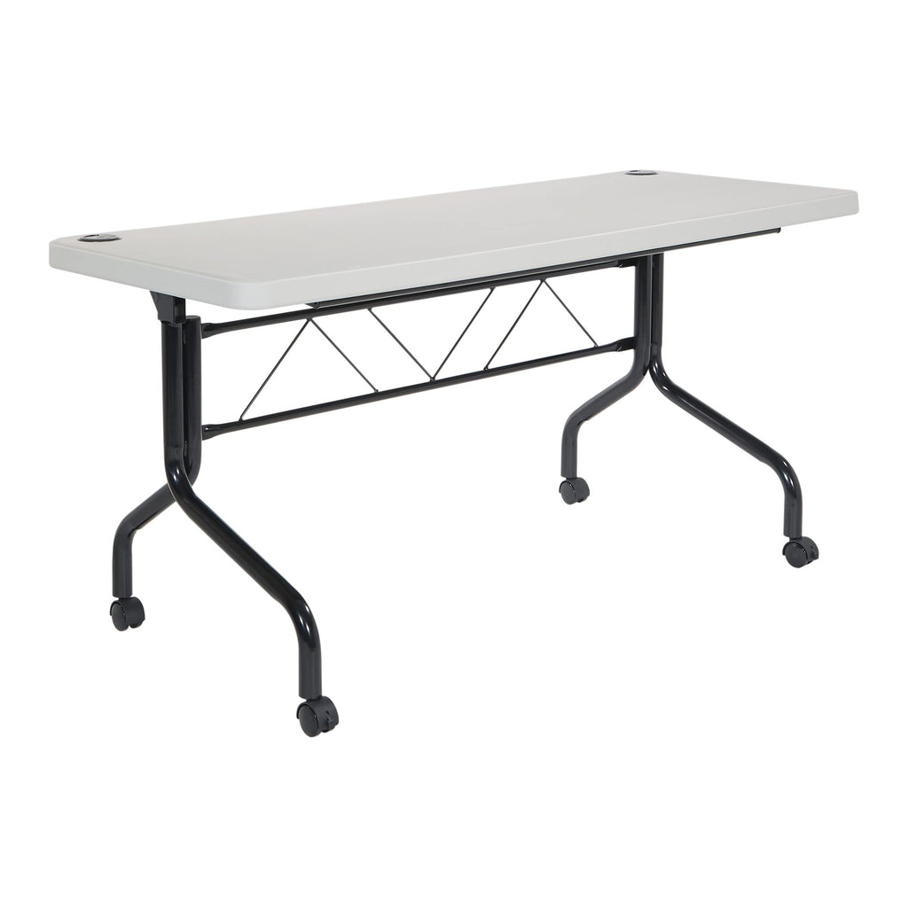 Resin Multipurpose Flip Training Table with Locking Casters for Home and Office, 5 Feet