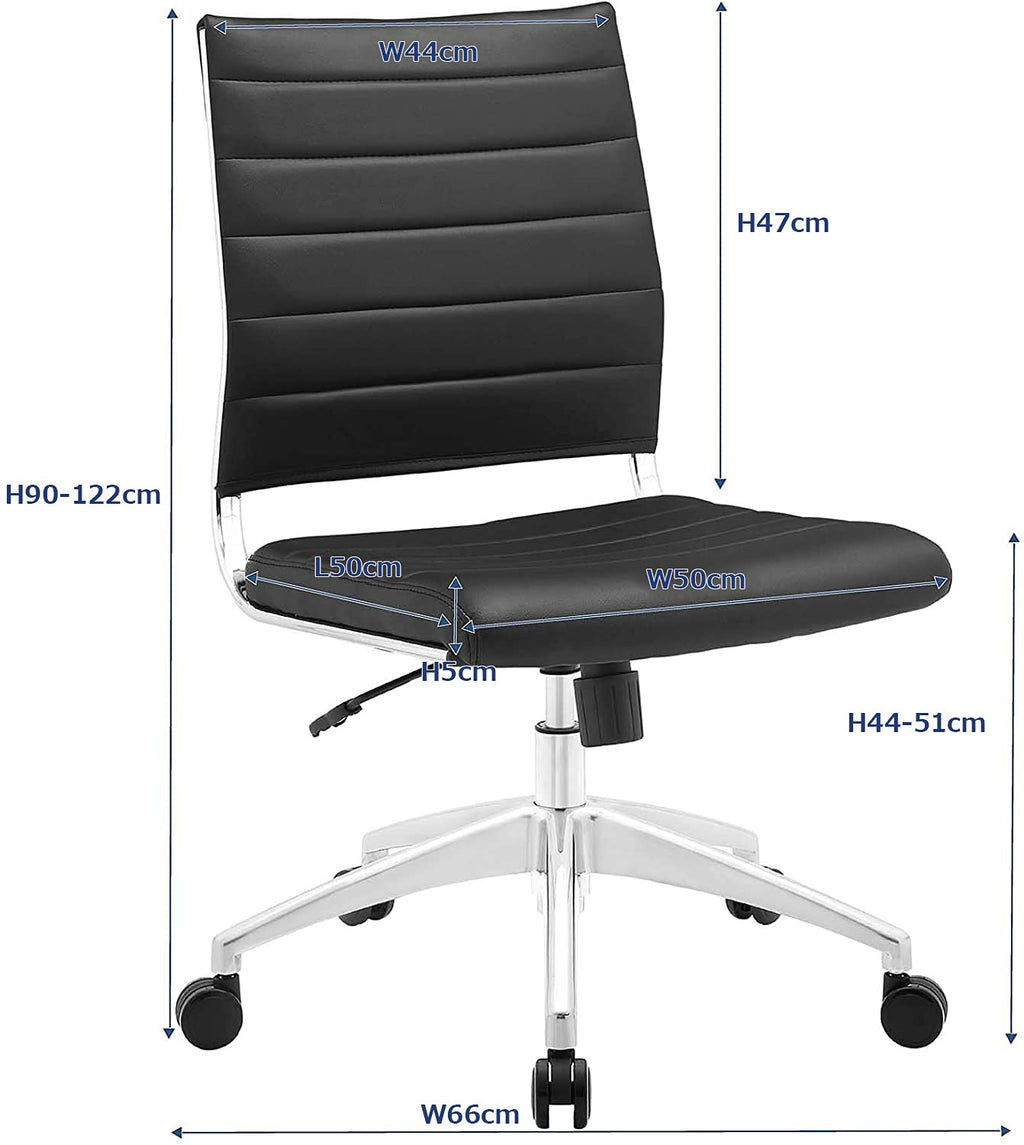 Ribbed Armless Mid Back Swivel Conference Chair In Black