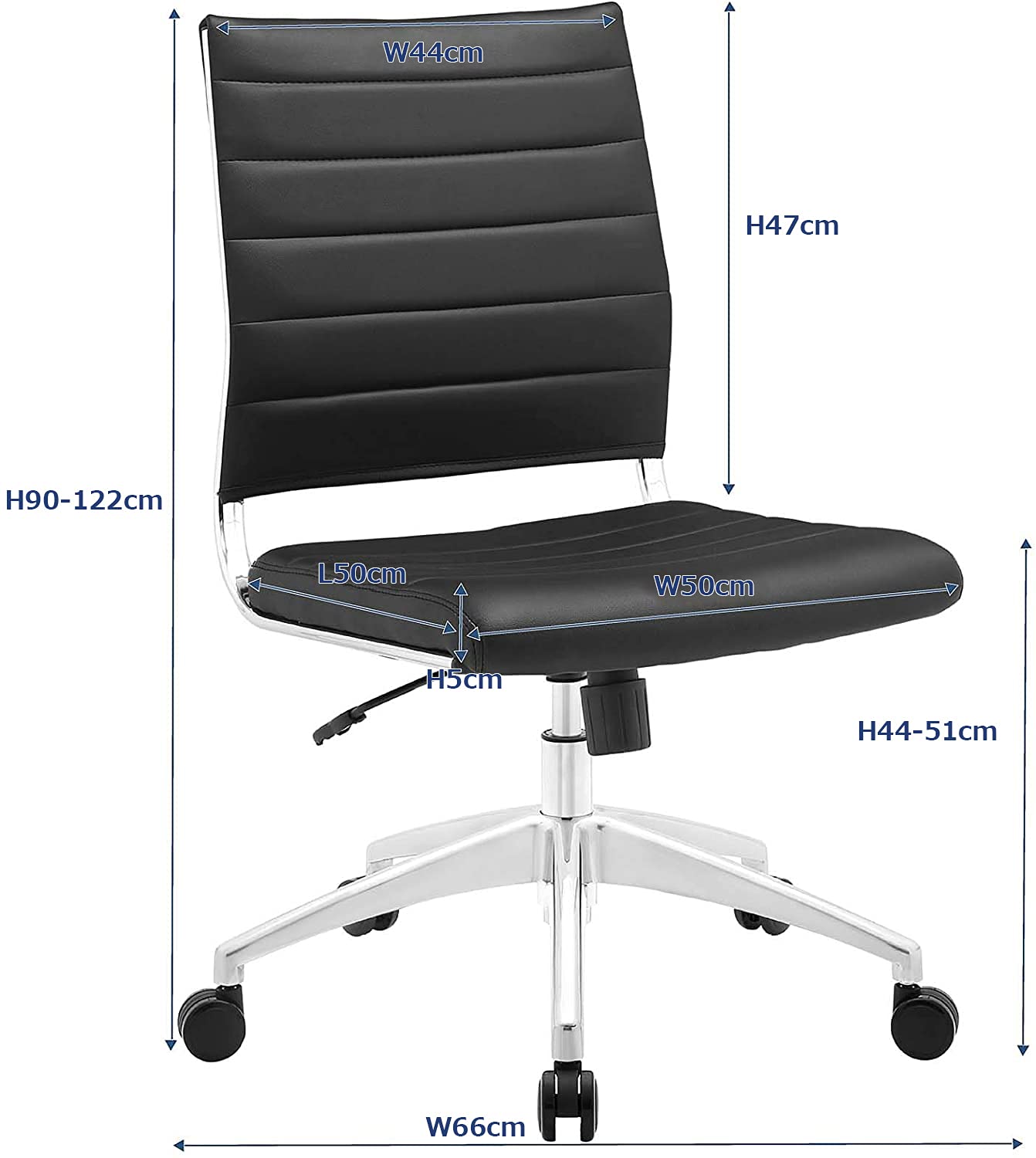 Ribbed Armless Mid Back Swivel Conference Chair In Black