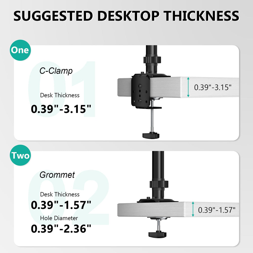 Triple Monitor Mount, 3 Monitor Desk Mount for Screens 13-33 Inch, Multiple Monitors Stand with Tilt, Swivel, Rotation, Mounting Holes 75/100 mm, Black