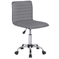 PU Leather Ribbed Armless Task Office Chair, Adjustable Low Back Executive Chair with Wheels Gray