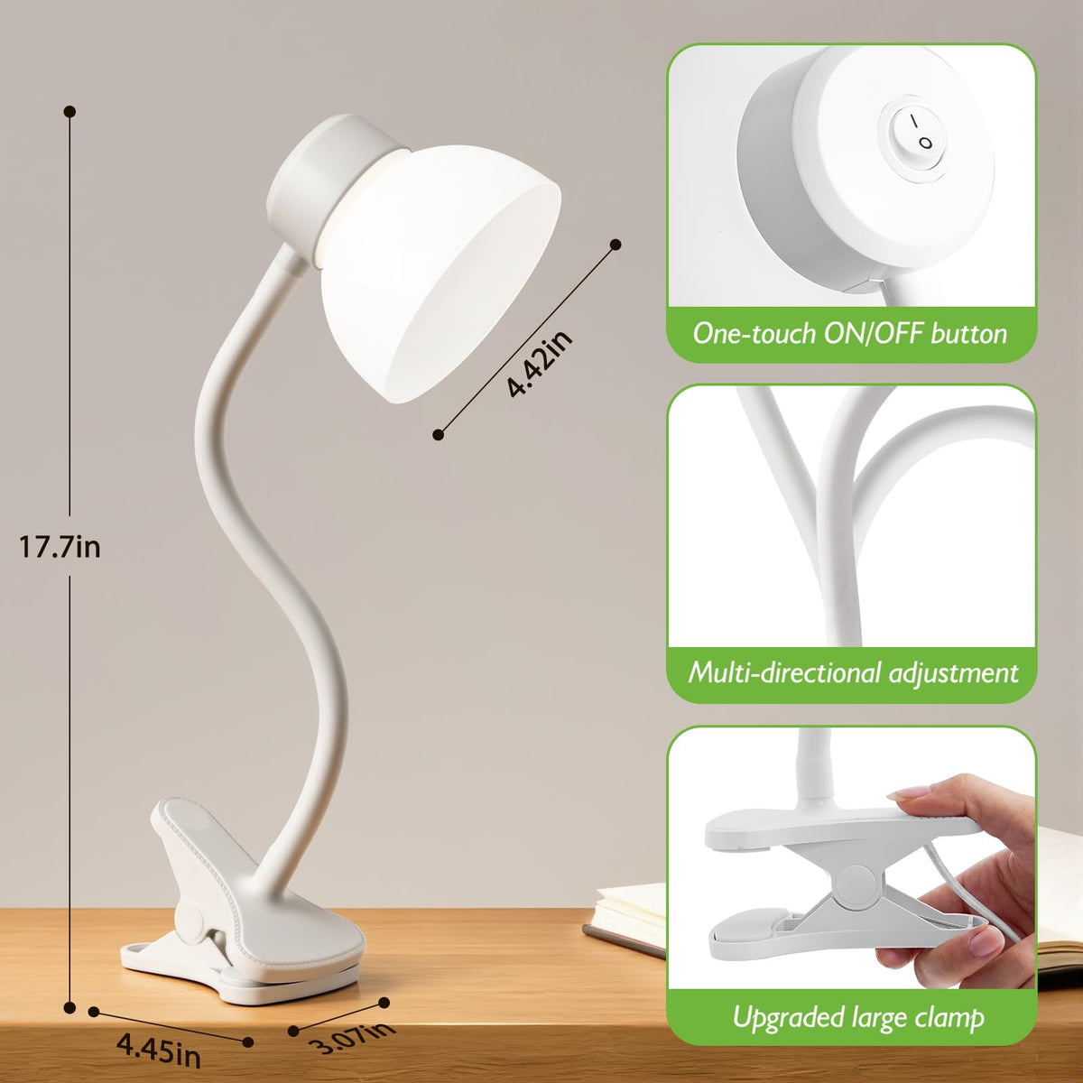 Desk Lamps for Home Office,Small LED Reading Lamp,5000K Eye-Care Desk Light