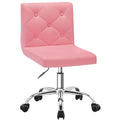 PU Leather Mid-Back Armless Vanity Chair Adjustable Height 360° Rolling Swivel for Office Work