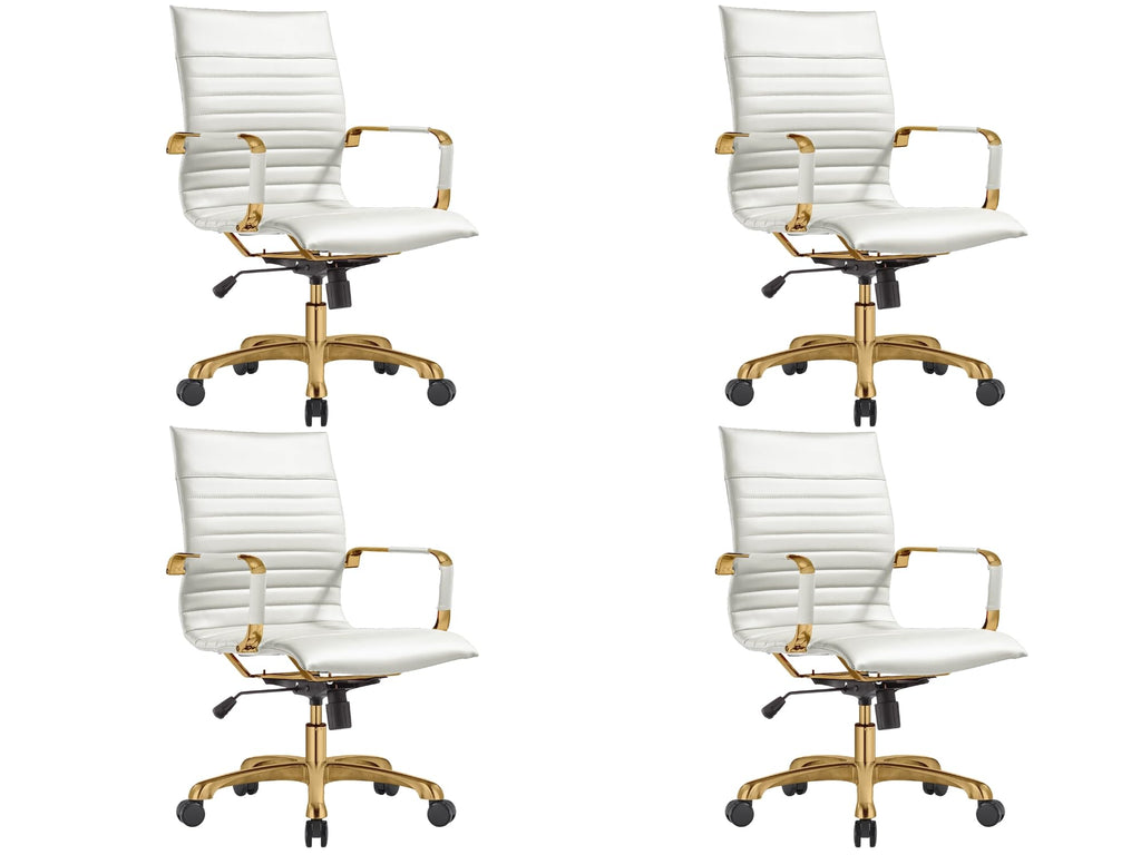 Modern Ergonomic Executive Office Chair, High-Back Leather Conference Desk Chair with Adjustable Height, Tilt Control, 360° Swivel & Gold Frame for Home Office