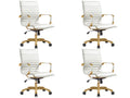 Modern Ergonomic Executive Office Chair, High-Back Leather Conference Desk Chair with Adjustable Height, Tilt Control, 360° Swivel & Gold Frame for Home Office
