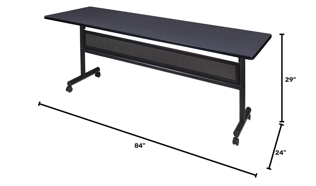 Kobe 84 x 24 in. Flip-Top Training Nesting Table with Modesty Panel- Grey