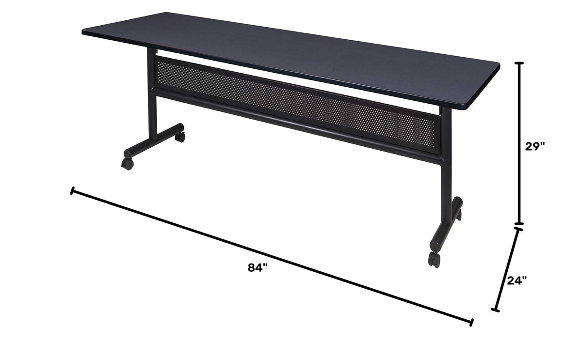 Kobe 84 x 24 in. Flip-Top Training Nesting Table with Modesty Panel- Grey