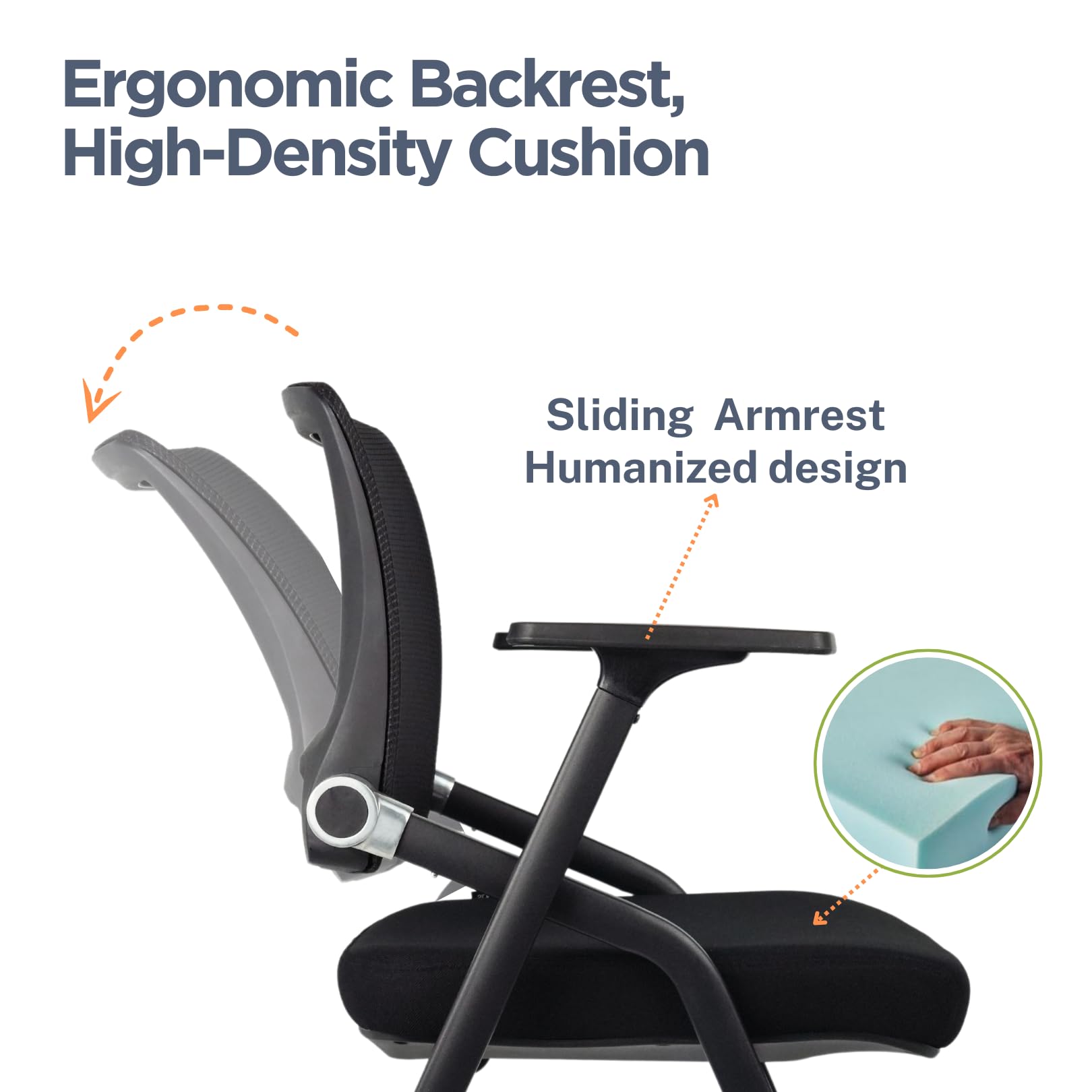 10 Pack Foldable Office Chairs with Wheels, Mesh Back, Arms and Portable - Folding Office Chairs Stackable for Conference Room Chair, Office Guest & Reception & Meeting Chair - (Black) 300 lbs.