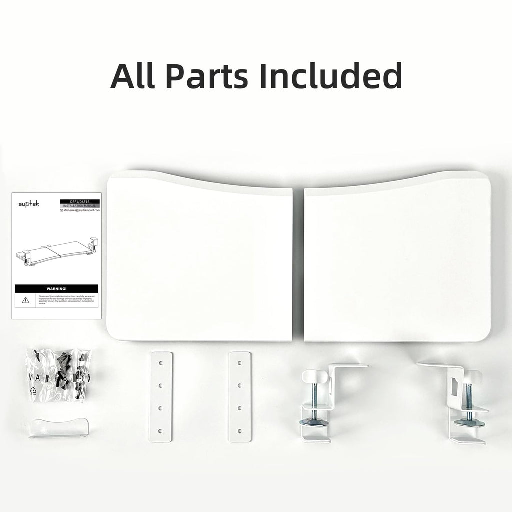 Keyboard Tray Under Desk Pull Out with C Clamp Mount, Computer Keyboard & Mouse Tray, 25.6 (30 Including Clamps) x 11.8 inch Slide-Out Platform Computer Drawer for Typing, White,