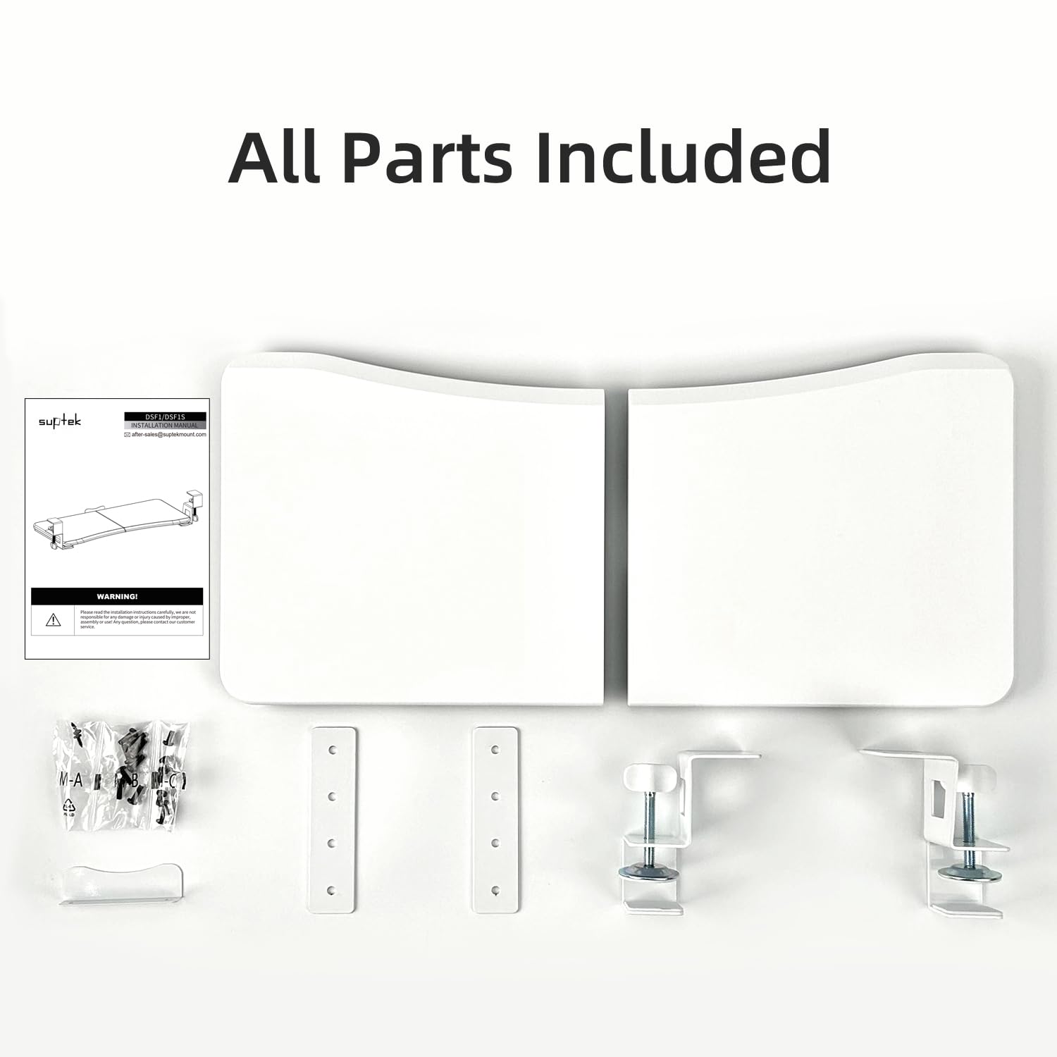 Keyboard Tray Under Desk Pull Out with C Clamp Mount, Computer Keyboard & Mouse Tray, 25.6 (30 Including Clamps) x 11.8 inch Slide-Out Platform Computer Drawer for Typing, White,
