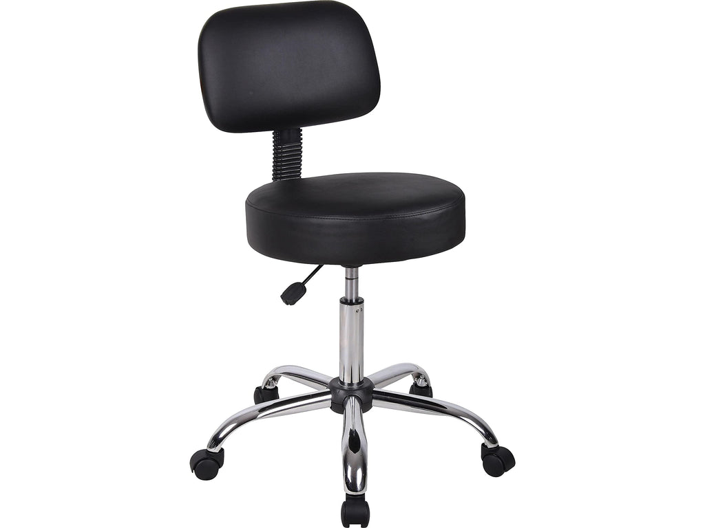 B245-BK Be Well Medical Spa Stool with Back, Black