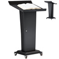 Ultral 45.3IN Podium Lectern with Wheels, Iron Pulpit for Churches Stand with Lockable Double-Layer Storage, Modern Metal Pulpits Lectern for Classroom, Conference, Presentation,Wedding