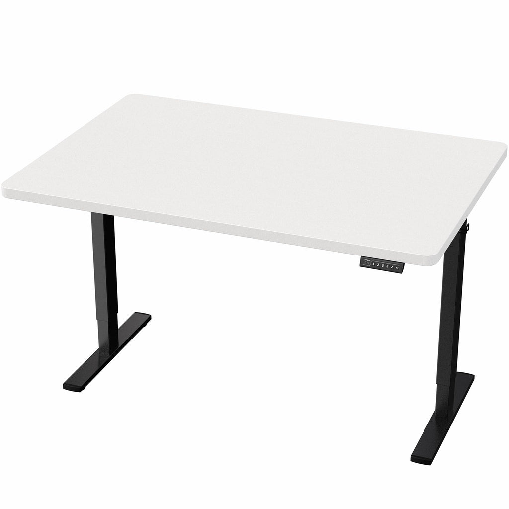 Electric 48 x 30 in Standing Desk, Memory Height Adjustment, 1B Series, Holds 220 lbs, One-Piece White Top, Black Frame