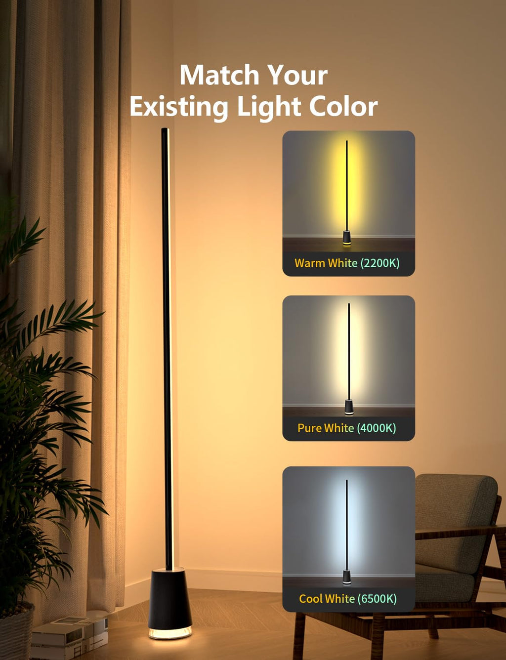 Corner Floor Lamp, with Bluetooth Speaker and White Noise