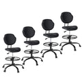 (Black, 4 Pack) , Drafting Chair with Back Support, Tall/High Desk Rolling Stool, Faux Leather Office Chair with Height Adjustable for Standing Desk, Home Office, Bar, Workbench & Kitchen