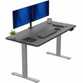 Electric 55 x 28 in Standing Desk, Memory Height Adjustment, 1B Series, Holds 220 lbs, One-Piece Black Top, Gray Frame