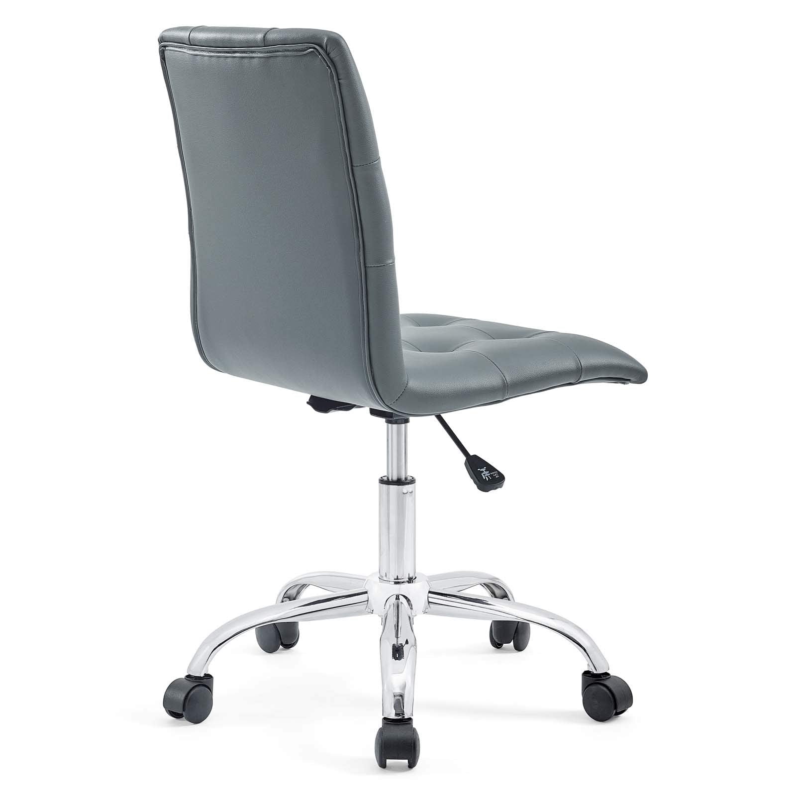 Prim Ribbed Armless Mid Back Swivel Conference Office Chair In Gray