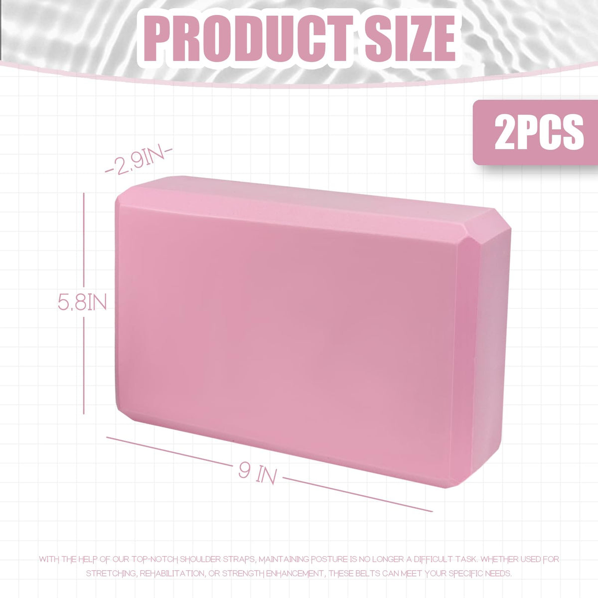 2 Pcs Yoga Blocks, 9x6x3 Inch Pink Foam Blocks for Pilates