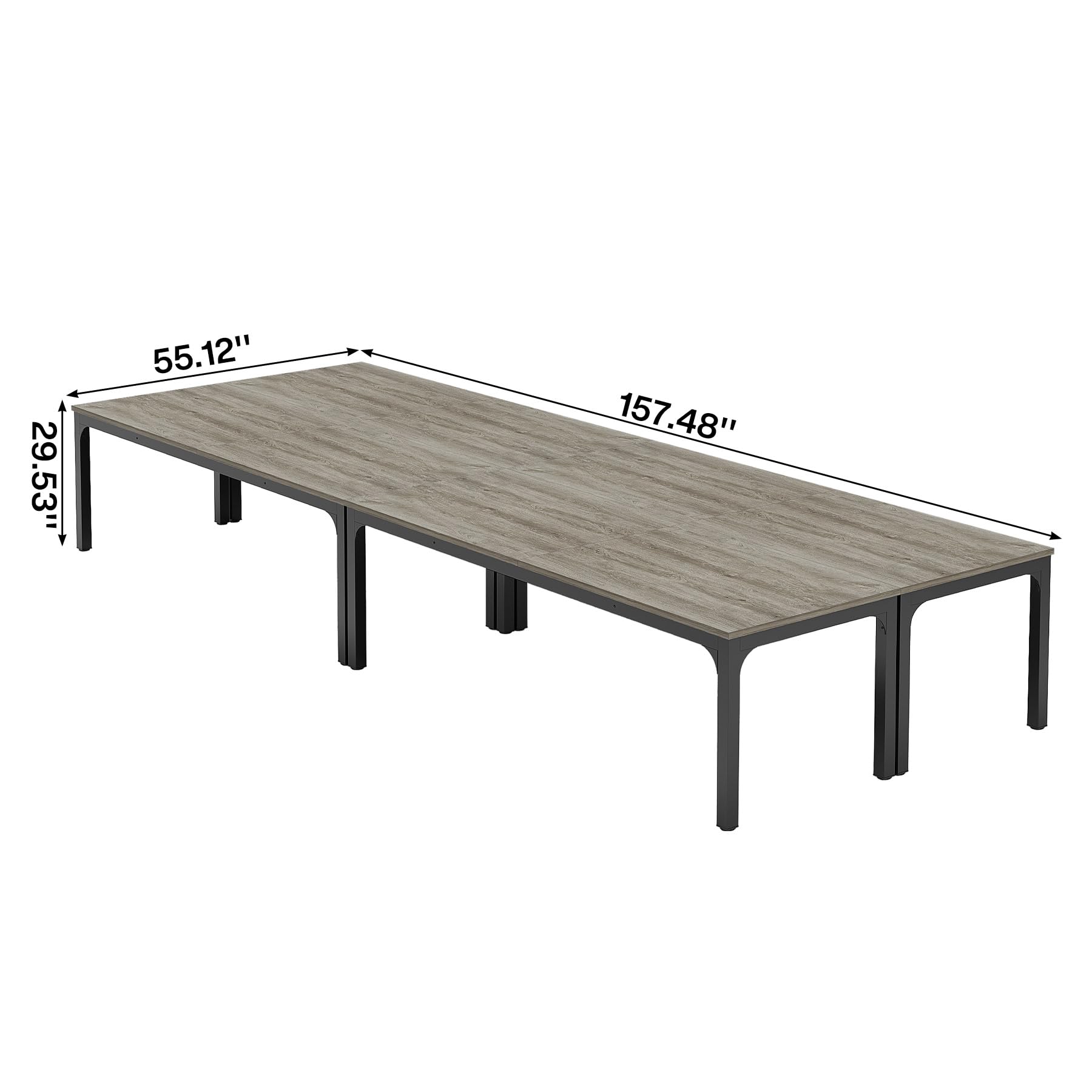 6.5 FT Conference Room Table, 78.74" W x 27.56" D Large Office Conference Table, Modern Seminar Meeting Table Desk for Boardroom, Meeting Room (4, Gray and Black)