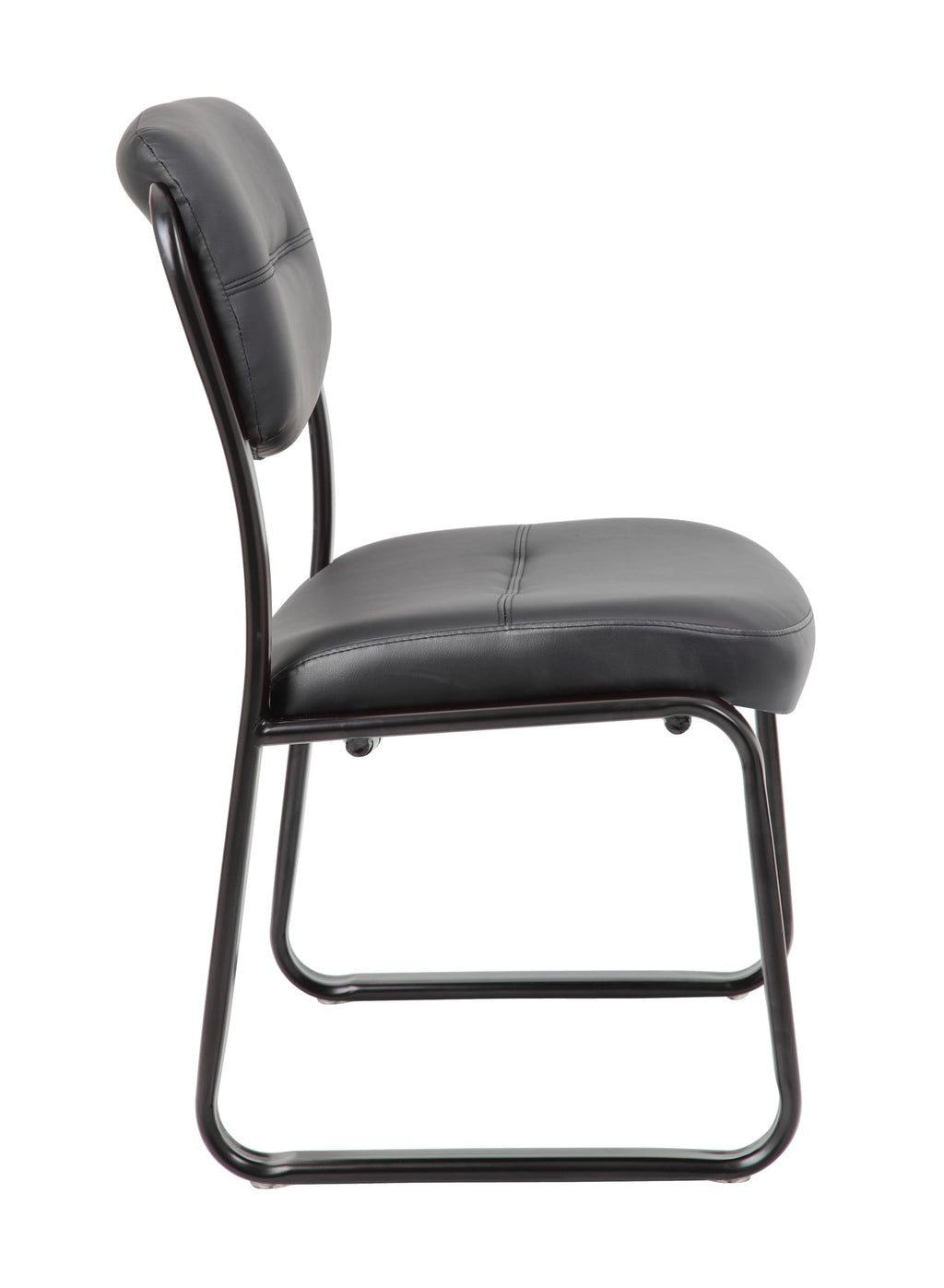 Leather Sled Base Side Chair in Black, 250