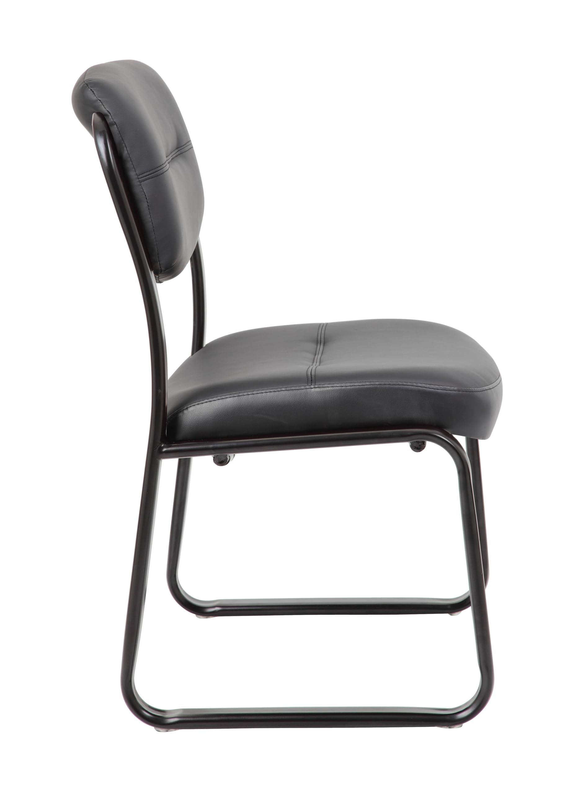 Leather Sled Base Side Chair in Black, 250