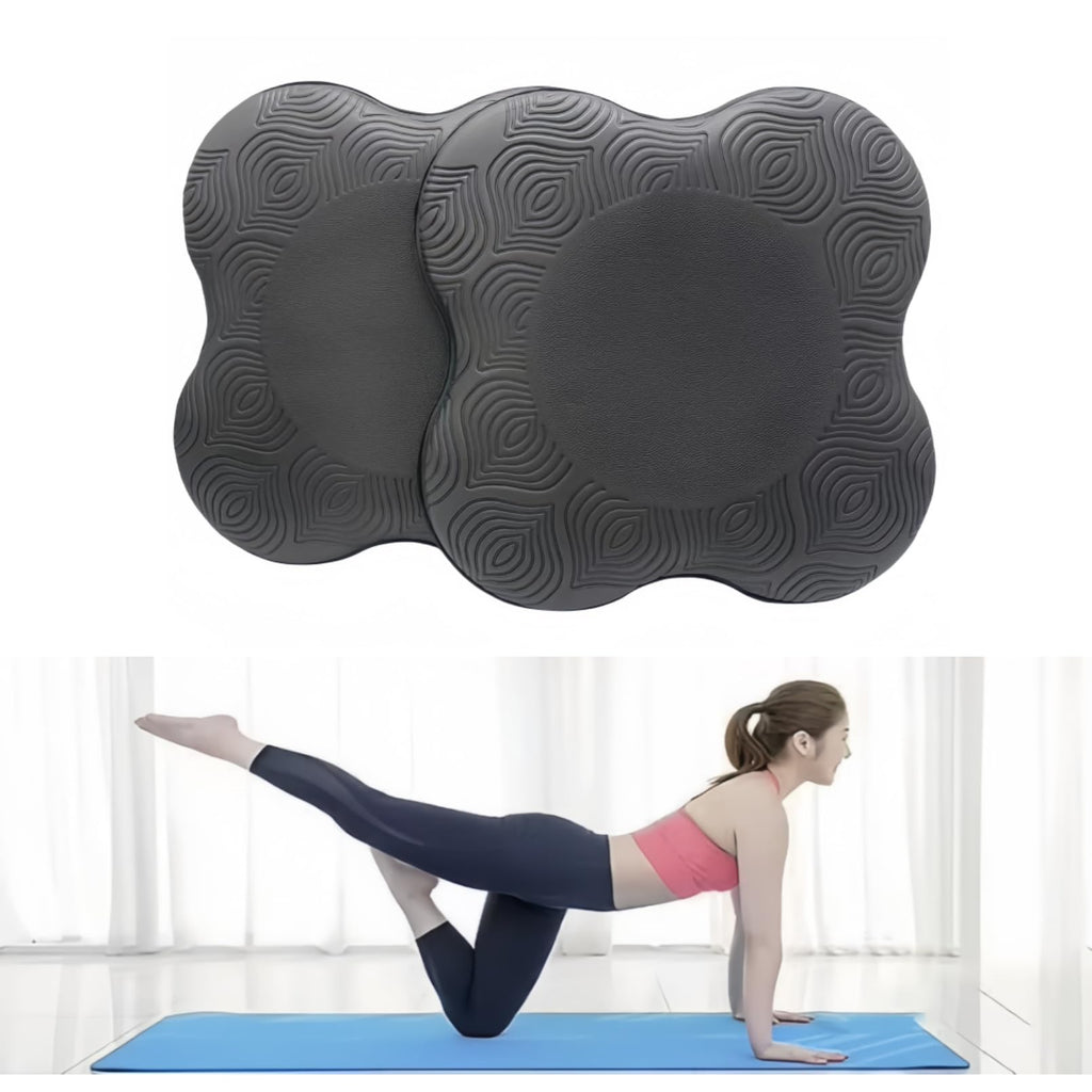 Yoga Knee Guards (Set of 2) - Male and Female Yoga Props and Accessories for Fitness, Travel, Meditation, Kneeling, Balance, Floor, Pilates Pads for Knee and Elbow (black)
