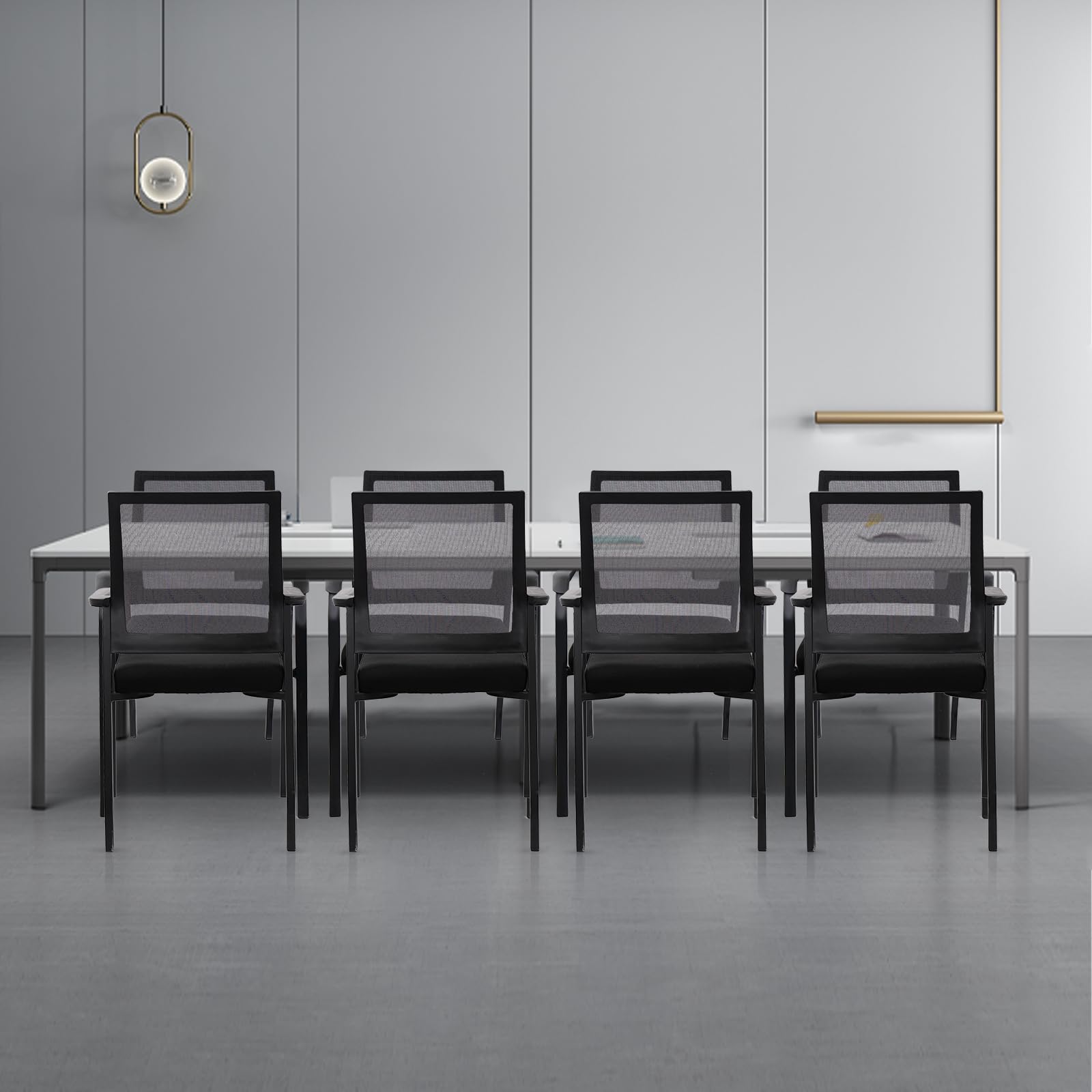 2 Pack Black, Desk Chair No Wheels, Arm Chair with Ergonomic Lumbar Support and Thickened Seats Cushion, Waiting Room Chairs for Office School Church Guest Reception,